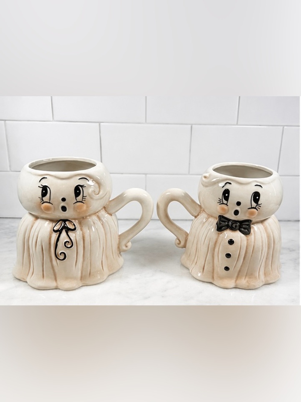 Johanna Parker Halloween Mr & Mrs KOOKY SPOOKY Figural Ghost Mug Set NEW 2026